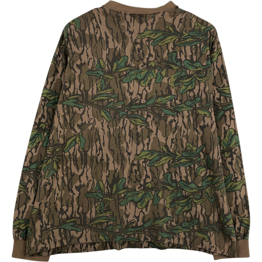90'S MOSSY OAK Real Tree Camo Long-Sleeve T-Shirt, Made in USA, Men's XL equivalent, Vintage unclear Khaki type Vintage Second Hand
