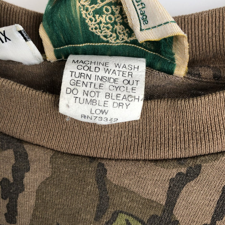 90'S MOSSY OAK Real Tree Camo Long-Sleeve T-Shirt, Made in USA, Men's XL equivalent, Vintage unclear Khaki type Vintage Second Hand