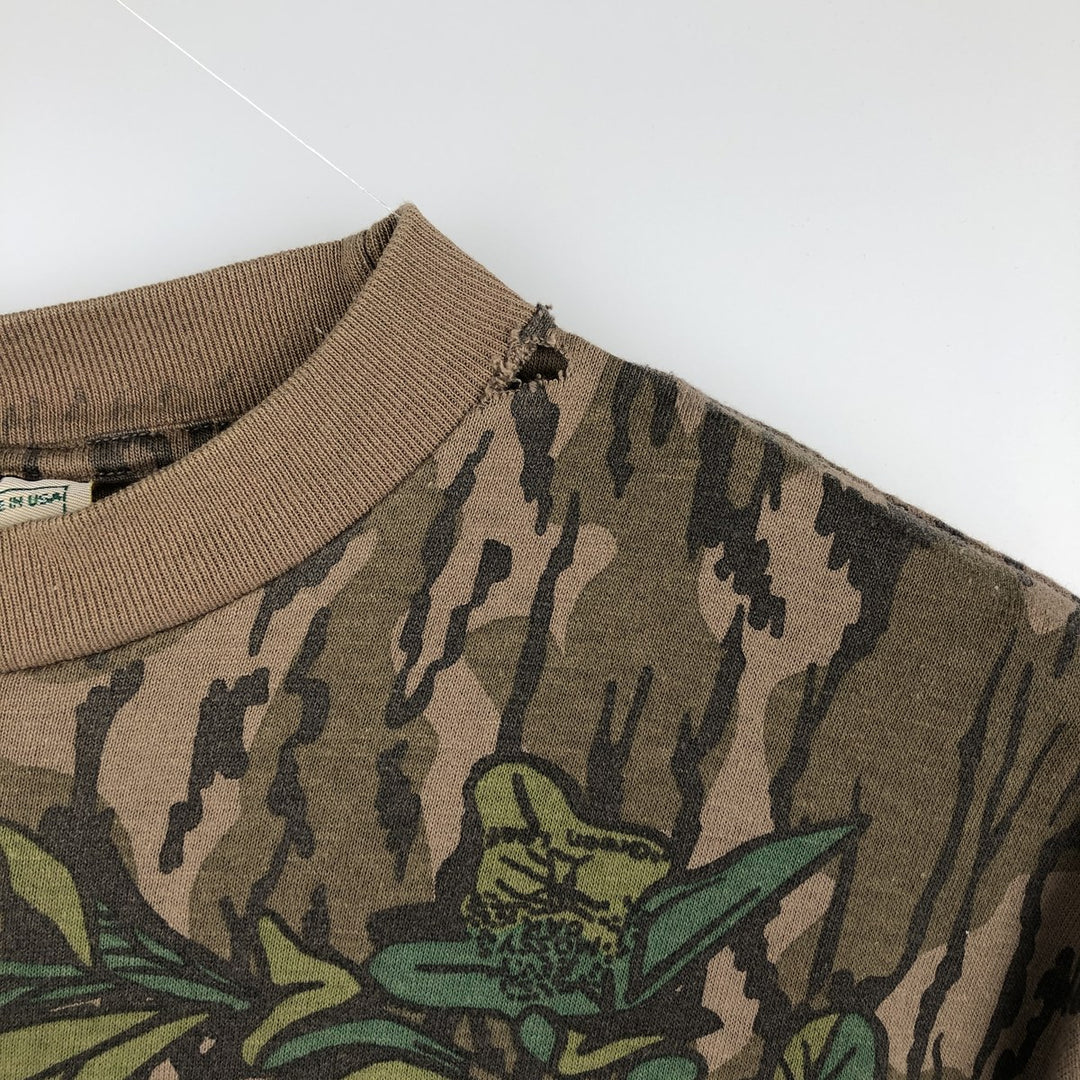 90'S MOSSY OAK Real Tree Camo Long-Sleeve T-Shirt, Made in USA, Men's XL equivalent, Vintage unclear Khaki type Vintage Second Hand