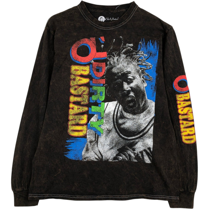 Wu-Tang Clan All Dirty Bastard Tie-Dye Pattern Long-Sleeve Wrap T-Shirt (Men's Size S) cotton black type Vintage Second Hand