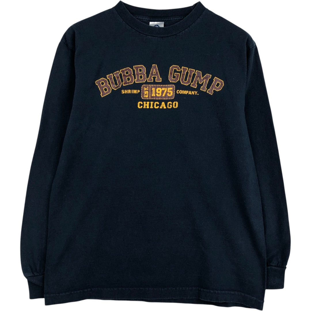 90s-00'S Alstyle BUBBA GUMP SHRIMP Advertising Long-Sleeve T-Shirt (Men's Size M) cotton navy blue type Vintage Second Hand