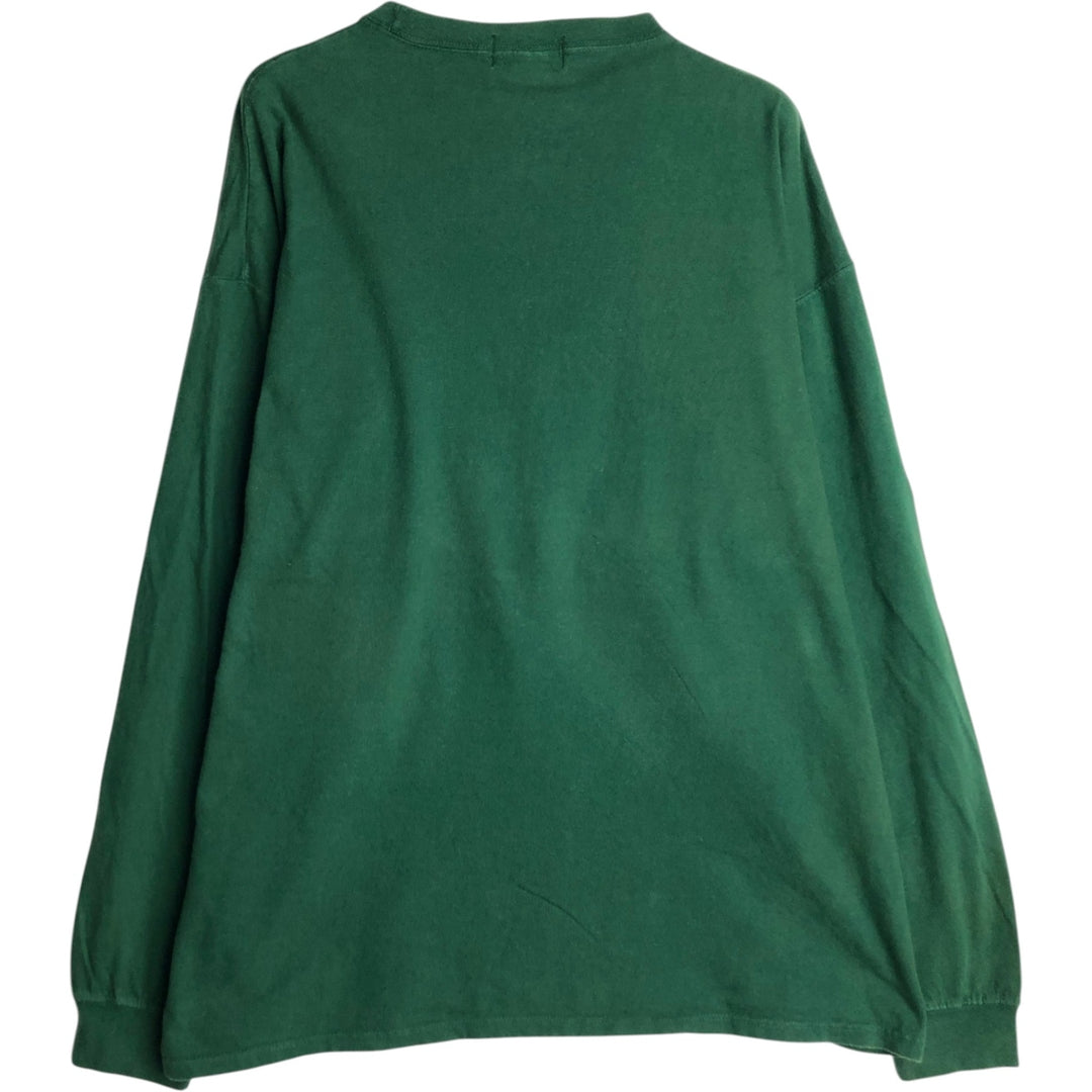90'S Eddie Bauer Long-Sleeve T-Shirt, Made in USA, Men's Size L (Equivalent), Vintage cotton Green type dark green Vintage Second Hand