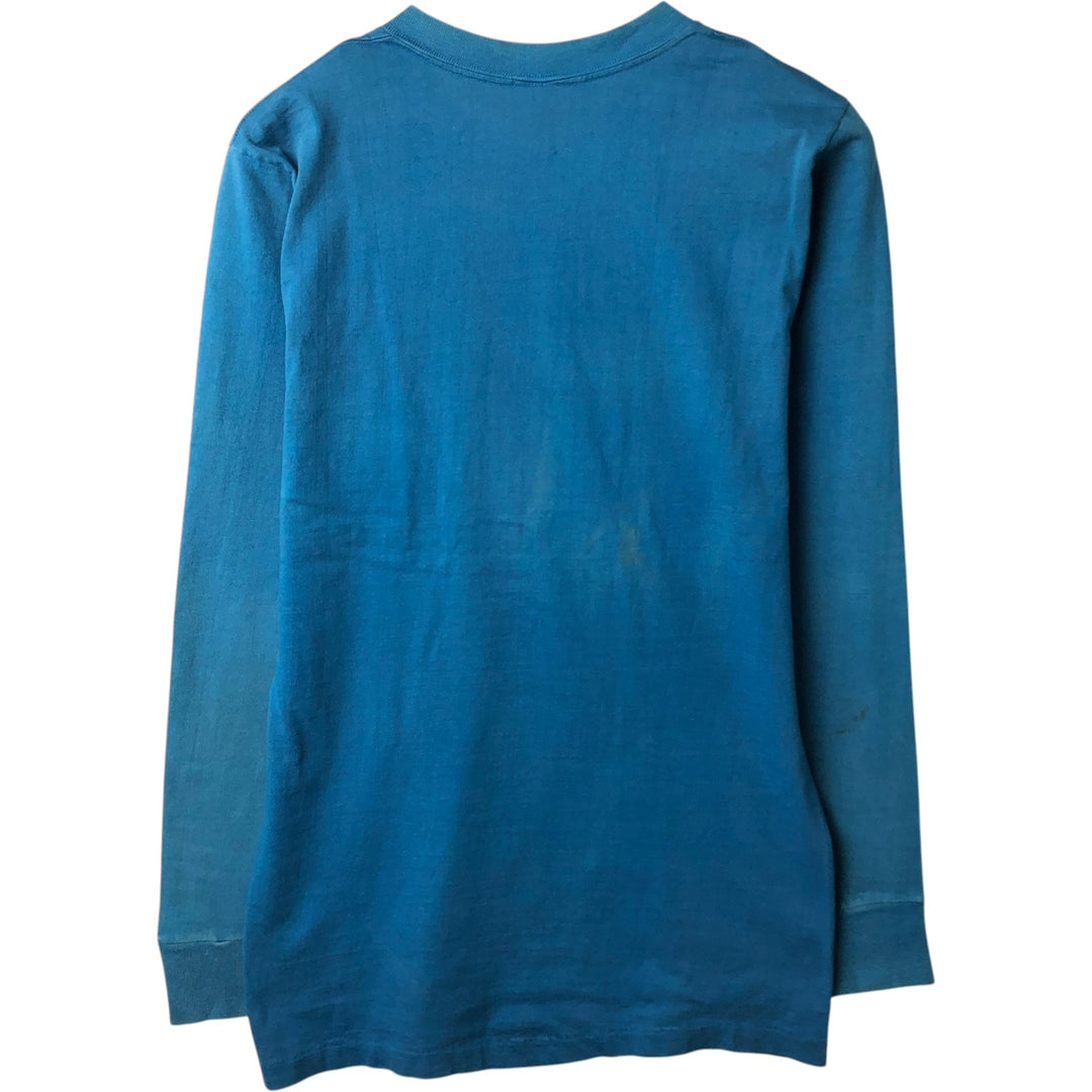 70s-80'S JC Penney TOWNCRAFT Plain Pocket Long-Sleeve T-Shirt, Men's Size M (Equivalent), Vintage unclear blue type Vintage Second Hand