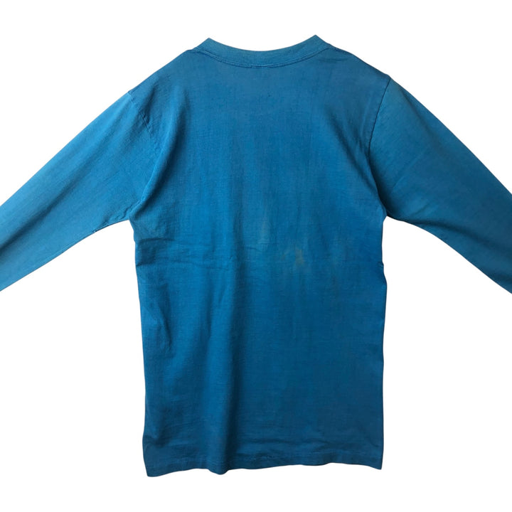 70s-80'S JC Penney TOWNCRAFT Plain Pocket Long-Sleeve T-Shirt, Men's Size M (Equivalent), Vintage unclear blue type Vintage Second Hand