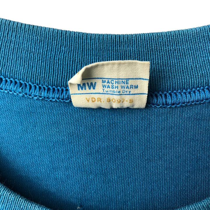 70s-80'S JC Penney TOWNCRAFT Plain Pocket Long-Sleeve T-Shirt, Men's Size M (Equivalent), Vintage unclear blue type Vintage Second Hand