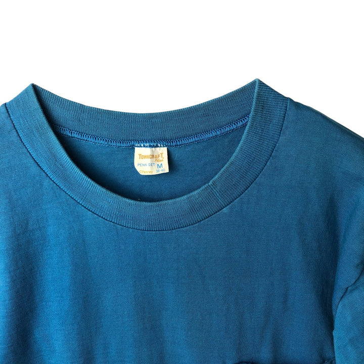 70s-80'S JC Penney TOWNCRAFT Plain Pocket Long-Sleeve T-Shirt, Men's Size M (Equivalent), Vintage unclear blue type Vintage Second Hand