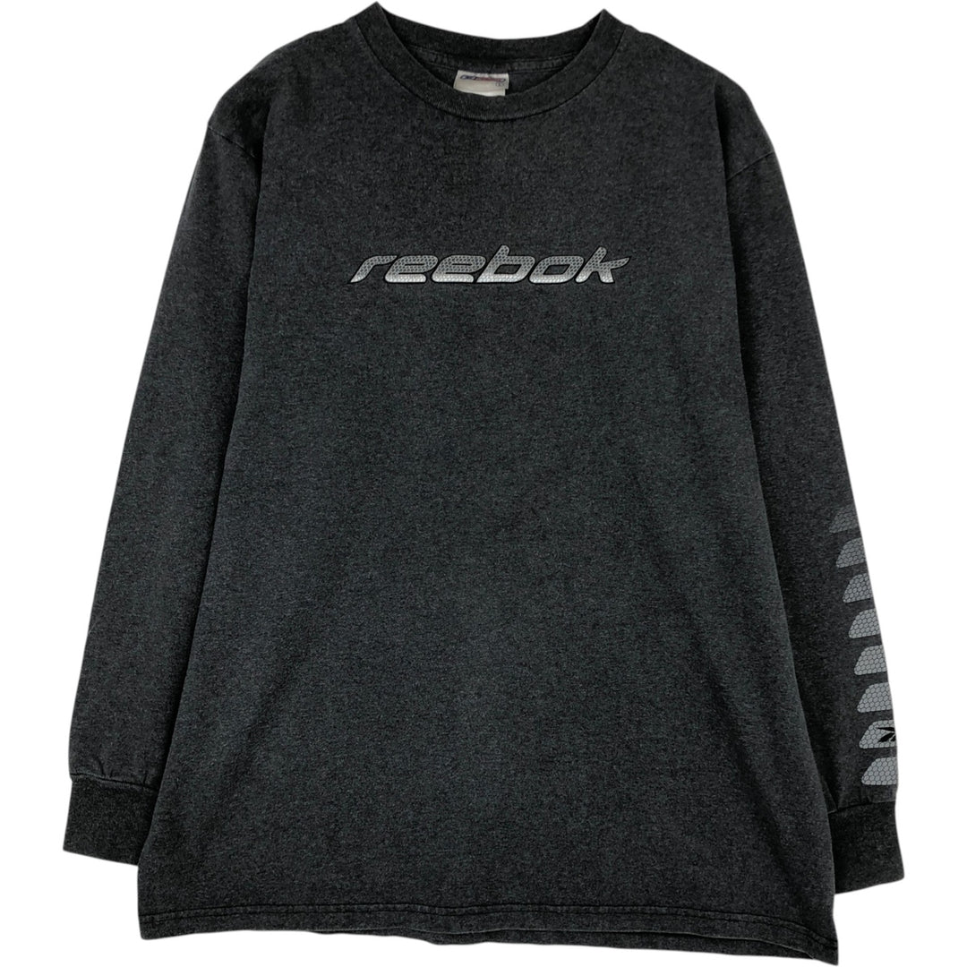 2000'S Reebok Long-Sleeve T-Shirt (Men's Size L) cotton gray type Vintage Second Hand