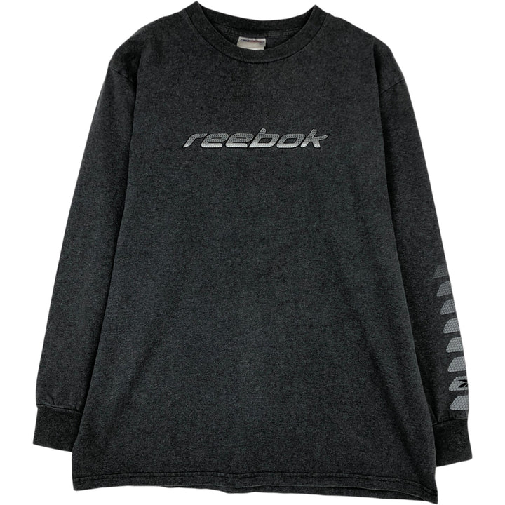 2000'S Reebok Long-Sleeve T-Shirt (Men's Size L) cotton gray type Vintage Second Hand