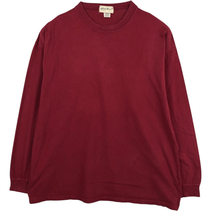 90'S Eddie Bauer Long-Sleeve T-Shirt, Made in USA, Men's Size L (Equivalent), Vintage cotton red type Vintage Second Hand