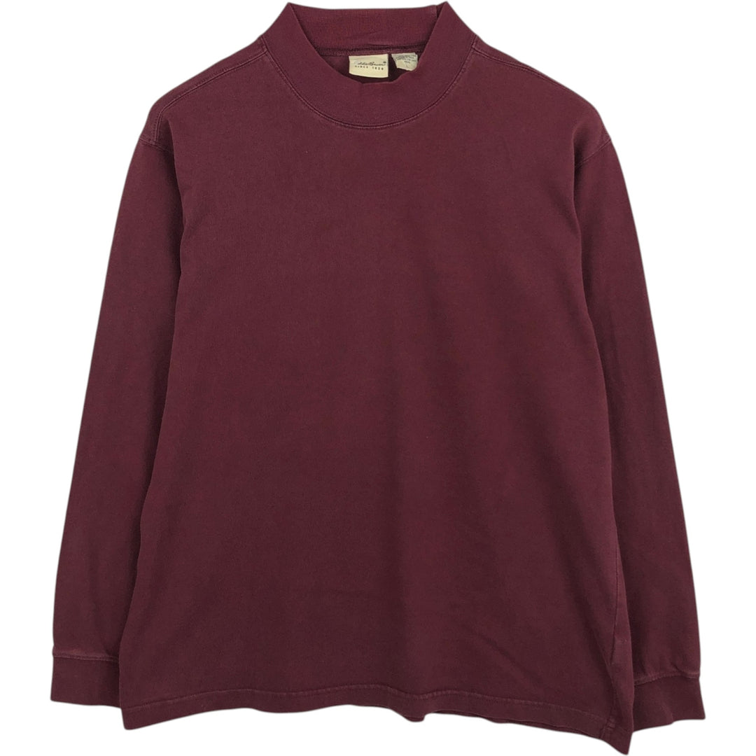 90s-00'S Eddie Bauer Mock Neck Long-Sleeve T-Shirt, Men's Size L (Equivalent), Vintage cotton burgundy type Vintage Second Hand