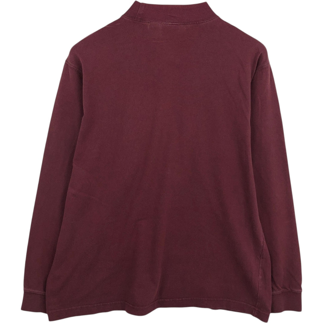90s-00'S Eddie Bauer Mock Neck Long-Sleeve T-Shirt, Men's Size L (Equivalent), Vintage cotton burgundy type Vintage Second Hand