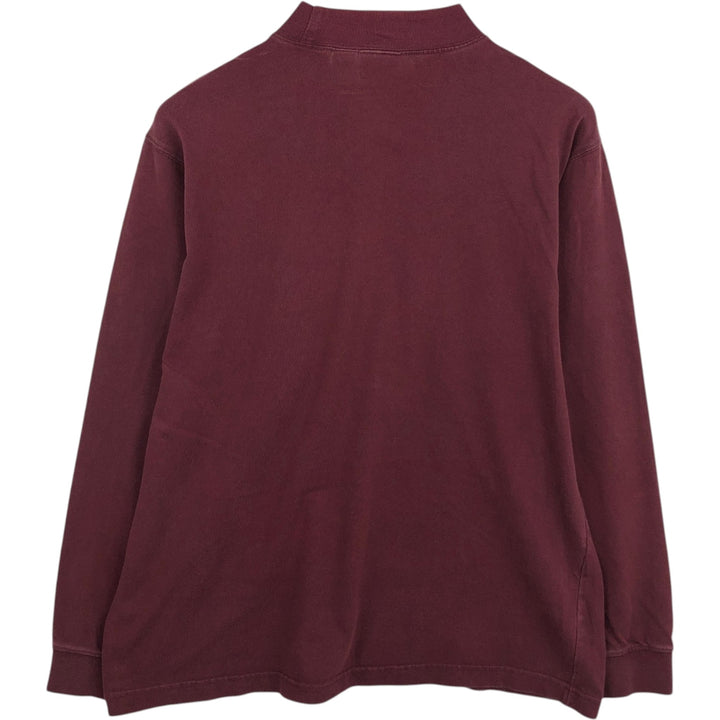 90s-00'S Eddie Bauer Mock Neck Long-Sleeve T-Shirt, Men's Size L (Equivalent), Vintage cotton burgundy type Vintage Second Hand