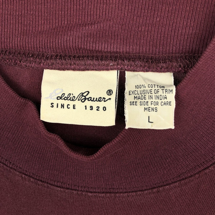 90s-00'S Eddie Bauer Mock Neck Long-Sleeve T-Shirt, Men's Size L (Equivalent), Vintage cotton burgundy type Vintage Second Hand