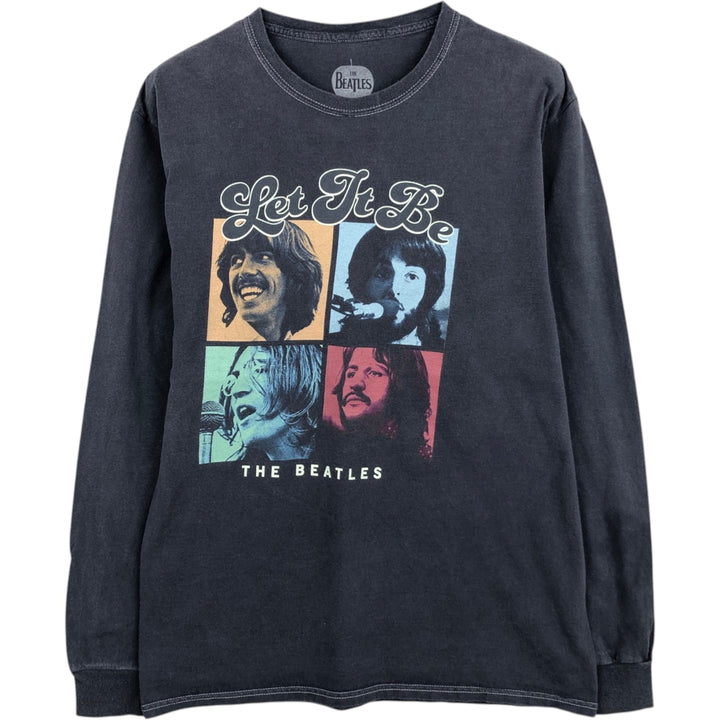 THE BEATLES Long Sleeve T-Shirt, Men's Size M cotton navy blue type Vintage Second Hand