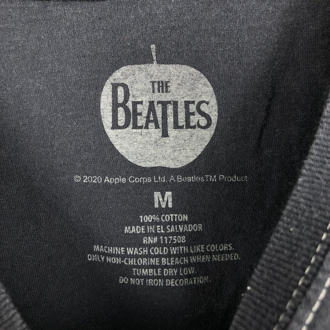 THE BEATLES Long Sleeve T-Shirt, Men's Size M cotton navy blue type Vintage Second Hand