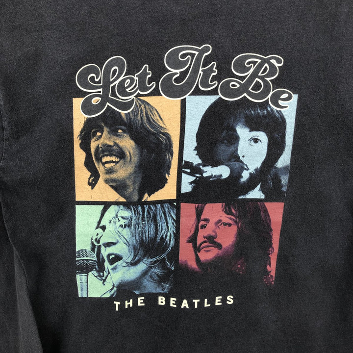 THE BEATLES Long Sleeve T-Shirt, Men's Size M cotton navy blue type Vintage Second Hand