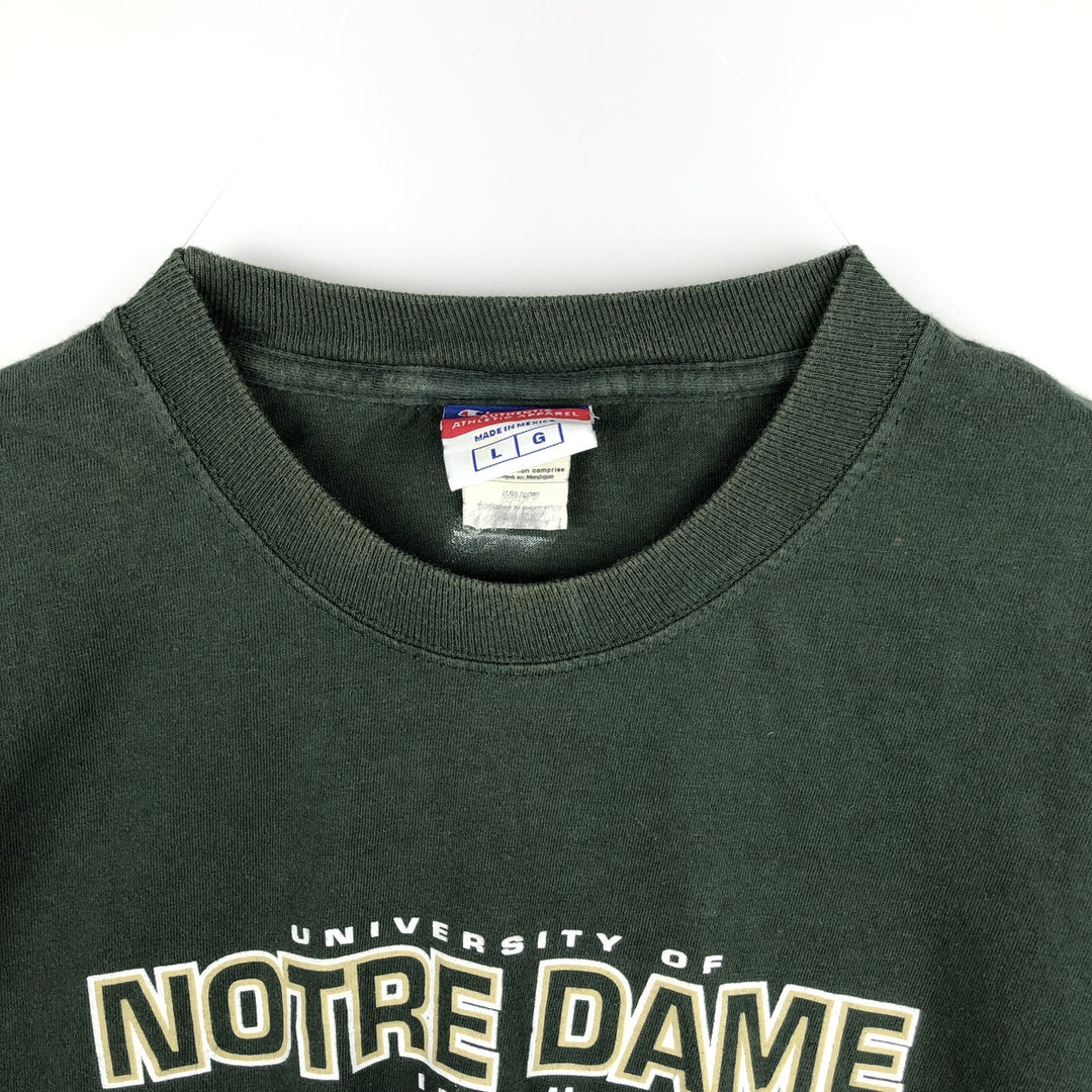 Champion Authentic Athletic Apparel Notre Dame University College Long-Sleeve T-Shirt (Men's Size L) - 2000s cotton Green type dark green Vintage Second Hand