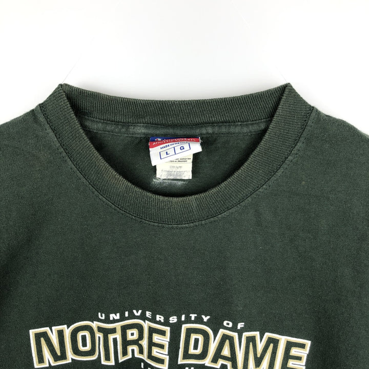 Champion Authentic Athletic Apparel Notre Dame University College Long-Sleeve T-Shirt (Men's Size L) - 2000s cotton Green type dark green Vintage Second Hand
