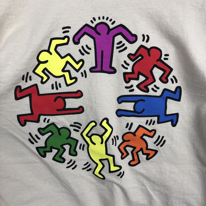 KEITH HARING Art Long-Sleeve T-Shirt (Men's Size L) cotton Beige type Vintage Second Hand