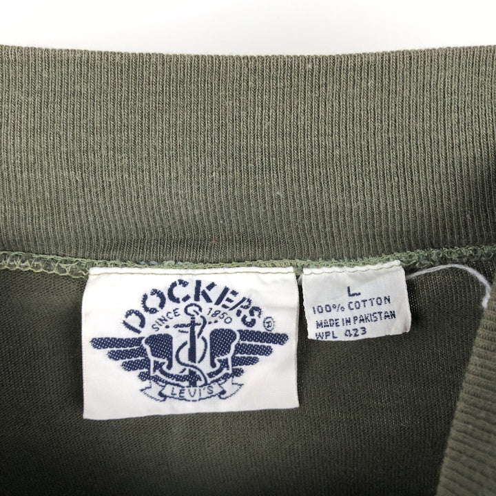90'S Dockers Levi's High Neck Long-Sleeve T-Shirt, Men's Size XL (Equivalent), Vintage cotton Khaki type Vintage Second Hand