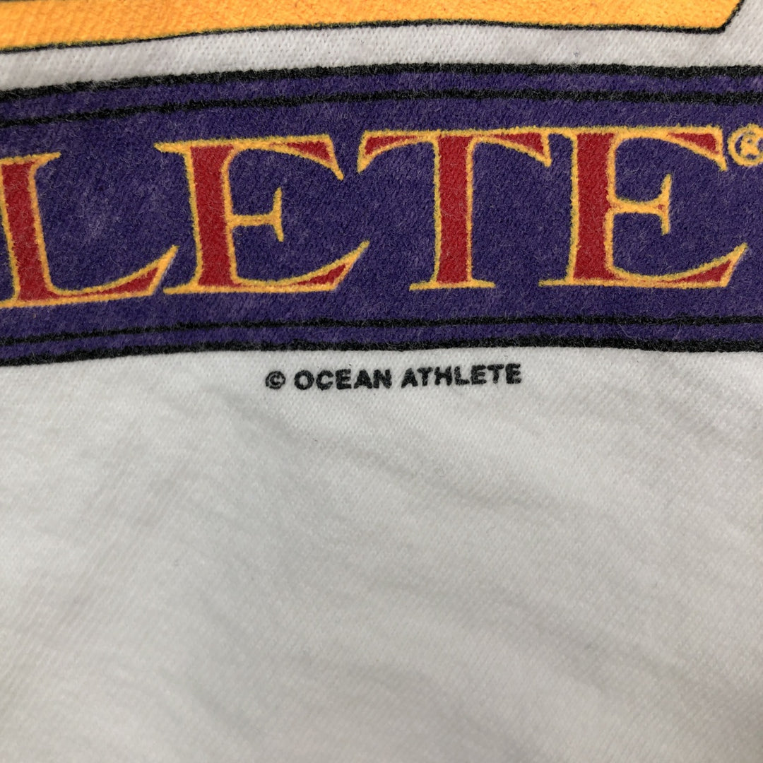OCEAN ATHLETE Long-Sleeve T-Shirt, Made in USA, Men's Size XL (approx.) unclear white type Vintage Second Hand