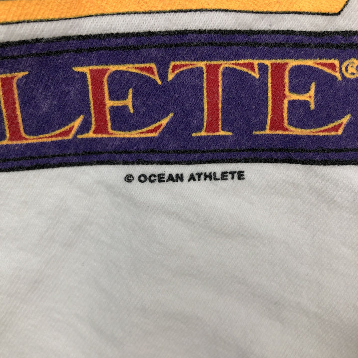 OCEAN ATHLETE Long-Sleeve T-Shirt, Made in USA, Men's Size XL (approx.) unclear white type Vintage Second Hand