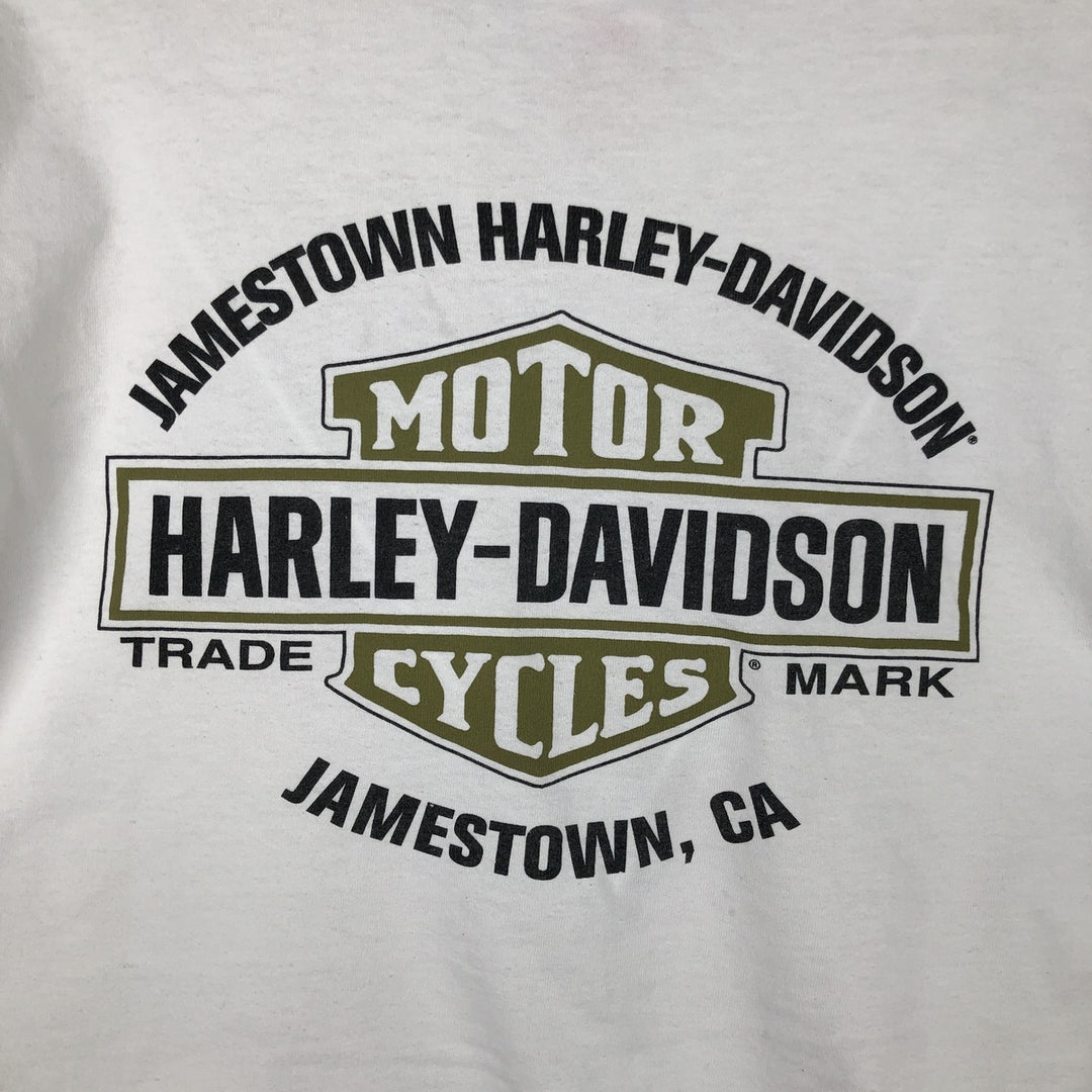 Harley-Davidson Fire Pattern Long T-Shirt, Men's XL Size cotton white type Vintage Second Hand