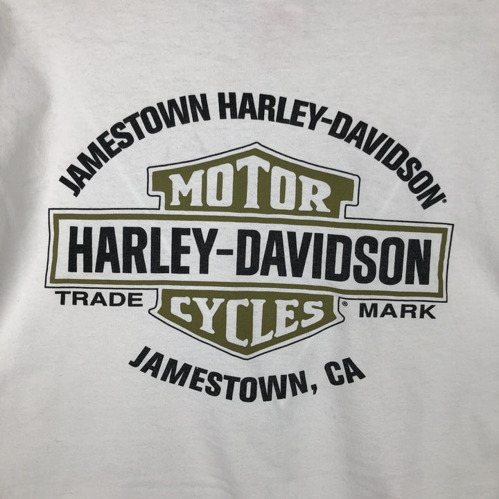 Harley-Davidson Fire Pattern Long T-Shirt, Men's XL Size cotton white type Vintage Second Hand
