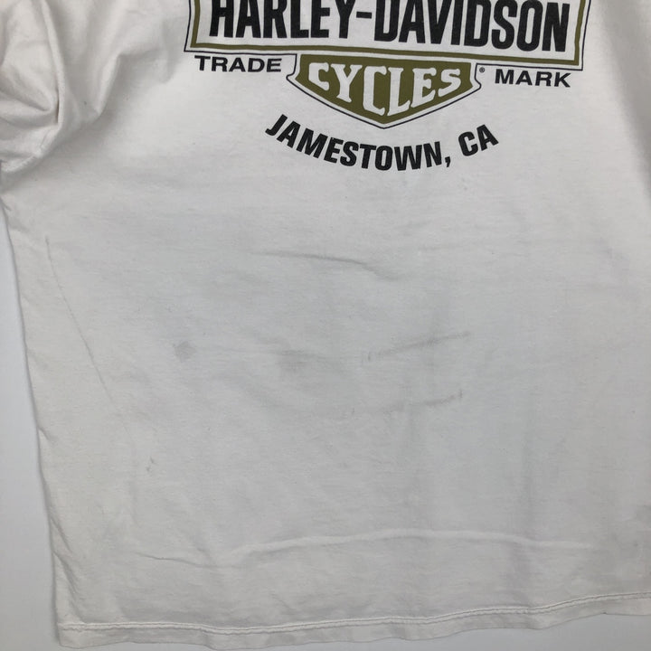Harley-Davidson Fire Pattern Long T-Shirt, Men's XL Size cotton white type Vintage Second Hand