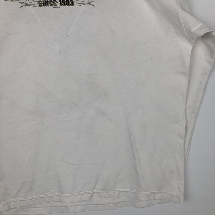 Harley-Davidson Fire Pattern Long T-Shirt, Men's XL Size cotton white type Vintage Second Hand