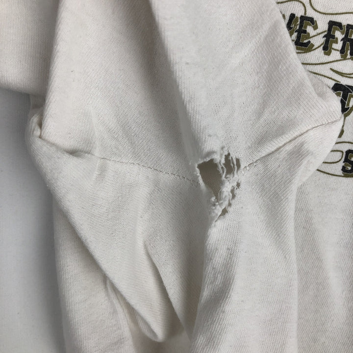 Harley-Davidson Fire Pattern Long T-Shirt, Men's XL Size cotton white type Vintage Second Hand