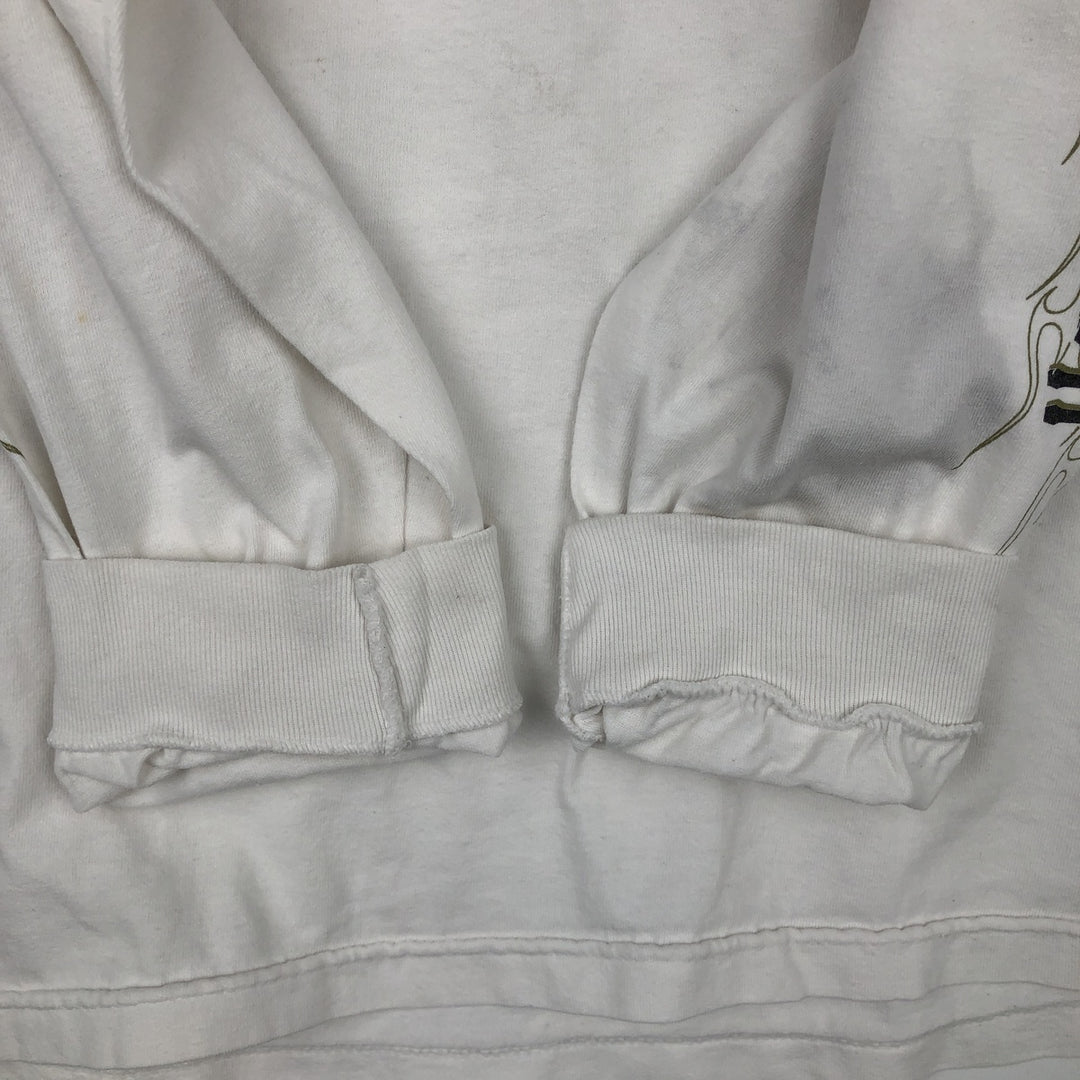 Harley-Davidson Fire Pattern Long T-Shirt, Men's XL Size cotton white type Vintage Second Hand