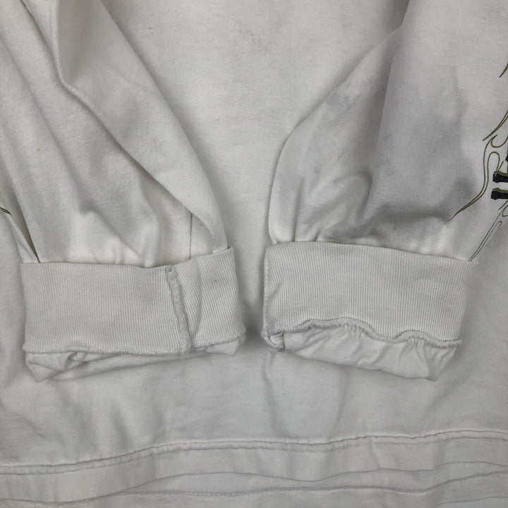 Harley-Davidson Fire Pattern Long T-Shirt, Men's XL Size cotton white type Vintage Second Hand