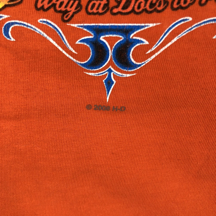 Harley-Davidson Motorcycle Long-Sleeve T-Shirt, Made in USA, Men's Size M (approx.) cotton orange type Vintage Second Hand