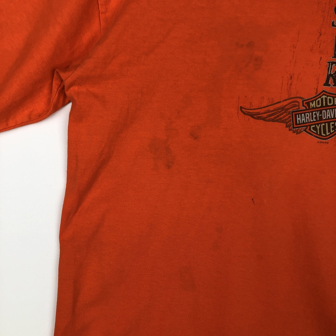 Harley-Davidson Motorcycle Long-Sleeve T-Shirt, Made in USA, Men's Size M (approx.) cotton orange type Vintage Second Hand