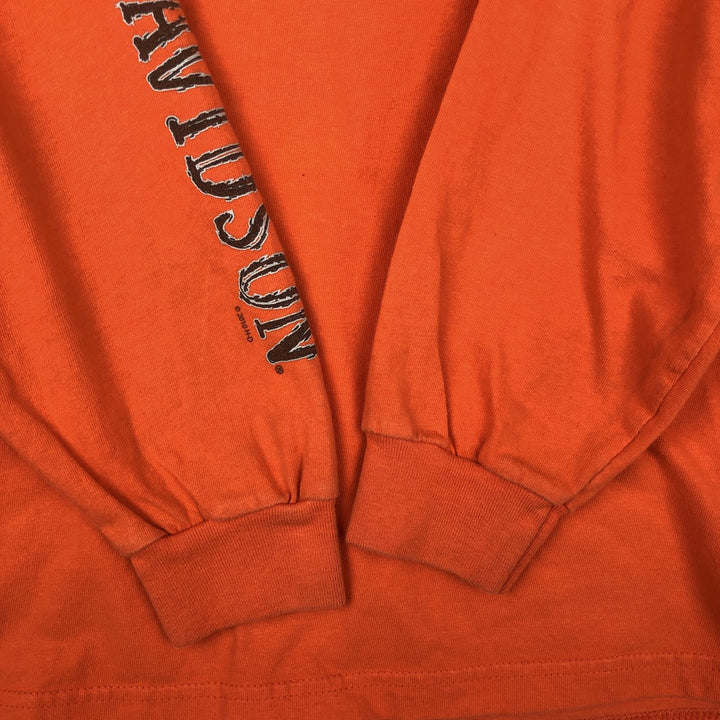 Harley-Davidson Motorcycle Long-Sleeve T-Shirt, Made in USA, Men's Size M (approx.) cotton orange type Vintage Second Hand