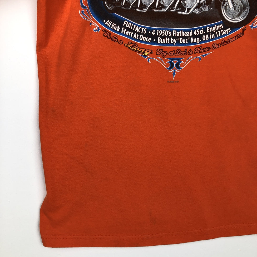 Harley-Davidson Motorcycle Long-Sleeve T-Shirt, Made in USA, Men's Size M (approx.) cotton orange type Vintage Second Hand