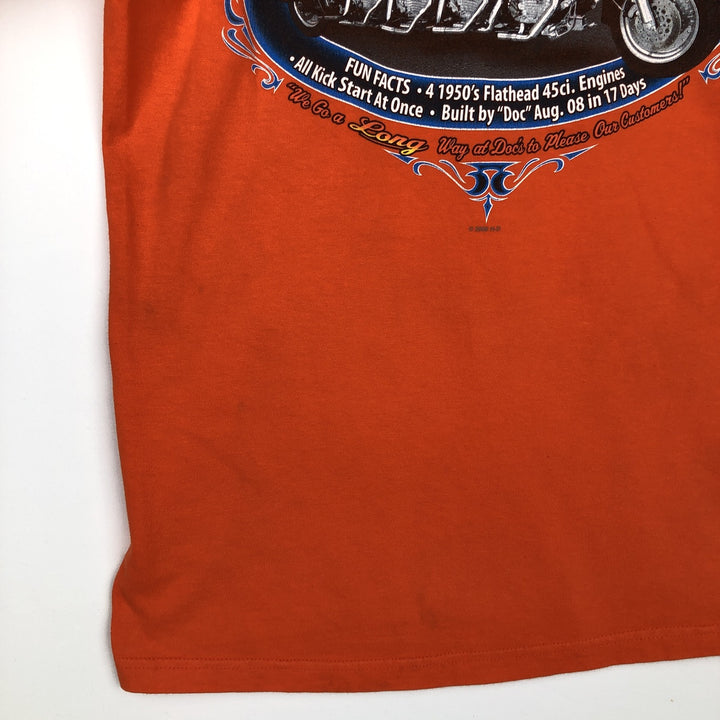 Harley-Davidson Motorcycle Long-Sleeve T-Shirt, Made in USA, Men's Size M (approx.) cotton orange type Vintage Second Hand