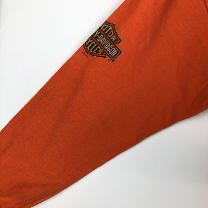 Harley-Davidson Motorcycle Long-Sleeve T-Shirt, Made in USA, Men's Size M (approx.) cotton orange type Vintage Second Hand