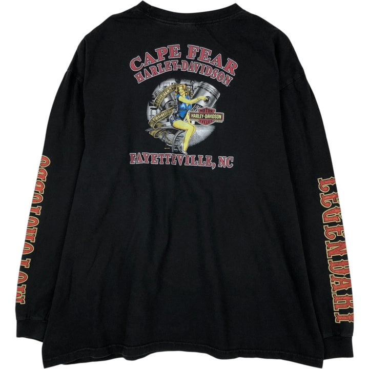 Harley-Davidson Pin-up Girl Motorcycle Long-Sleeve T-Shirt (Men's XXL equivalent) unclear black type Vintage Second Hand