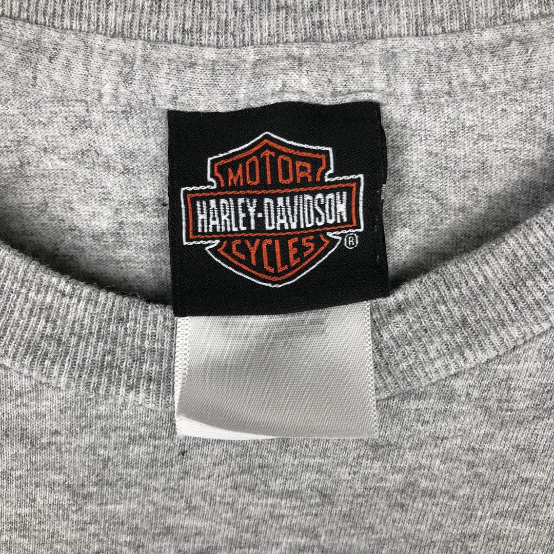 Harley-Davidson American flag pattern motorcycle long-sleeved T-shirt, men's size XL equivalent. unclear gray type Vintage Second Hand