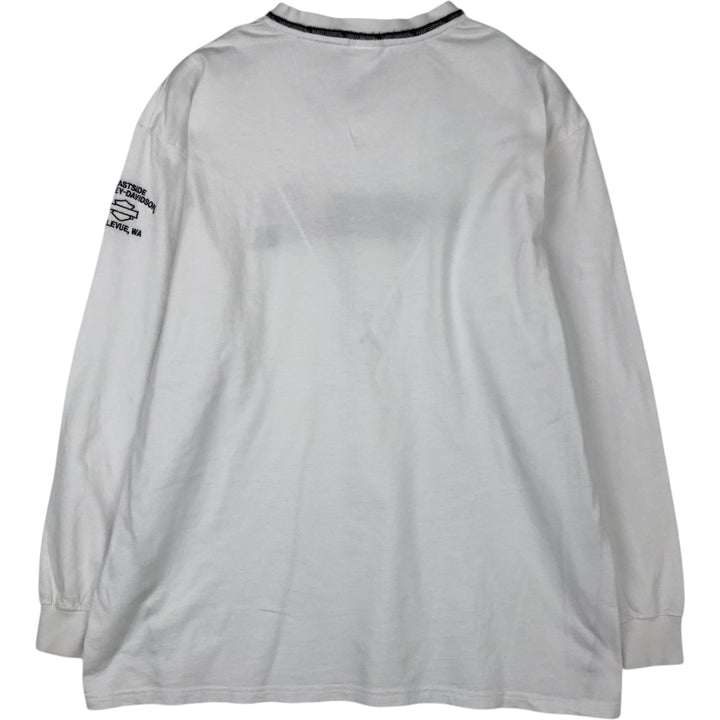 2000'S Harley-Davidson Motorcycle V-Neck Long-Sleeve T-Shirt (Men's XL equivalent) cotton white type Vintage Second Hand