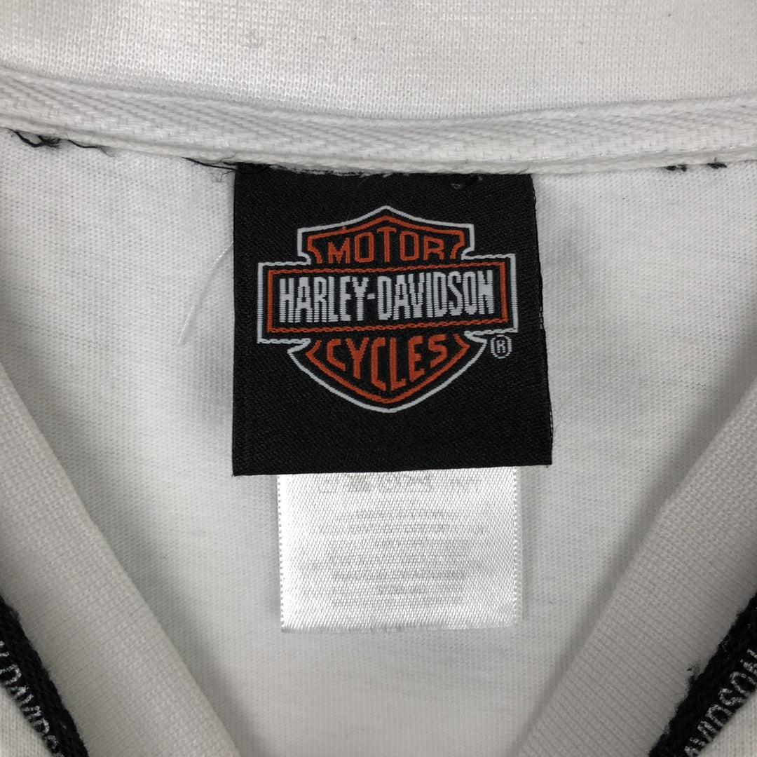 2000'S Harley-Davidson Motorcycle V-Neck Long-Sleeve T-Shirt (Men's XL equivalent) cotton white type Vintage Second Hand