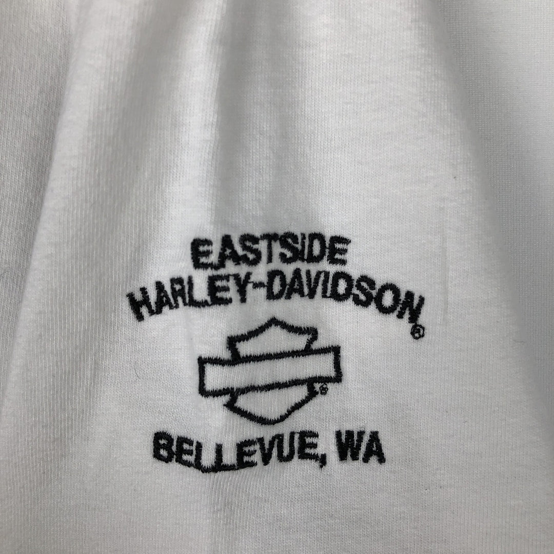 2000'S Harley-Davidson Motorcycle V-Neck Long-Sleeve T-Shirt (Men's XL equivalent) cotton white type Vintage Second Hand