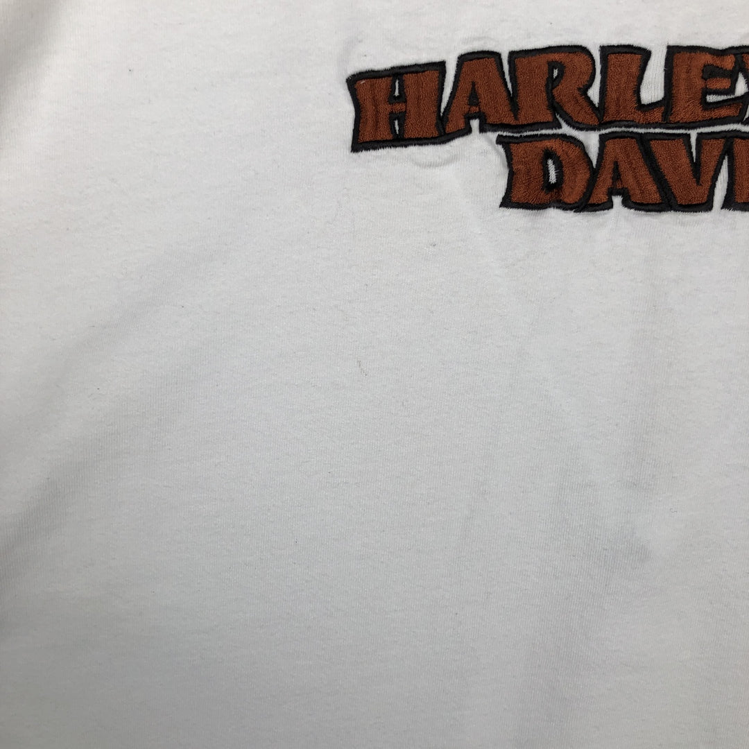 2000'S Harley-Davidson Motorcycle V-Neck Long-Sleeve T-Shirt (Men's XL equivalent) cotton white type Vintage Second Hand