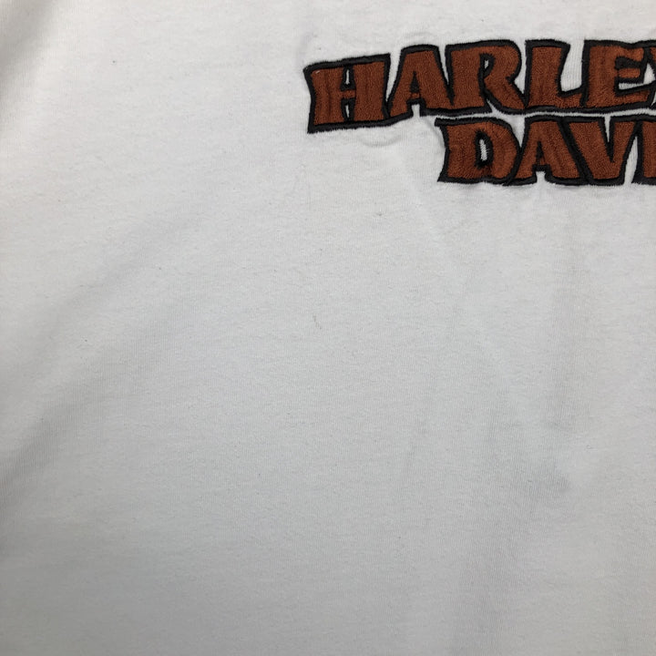 2000'S Harley-Davidson Motorcycle V-Neck Long-Sleeve T-Shirt (Men's XL equivalent) cotton white type Vintage Second Hand