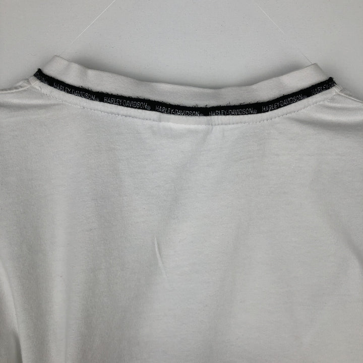 2000'S Harley-Davidson Motorcycle V-Neck Long-Sleeve T-Shirt (Men's XL equivalent) cotton white type Vintage Second Hand