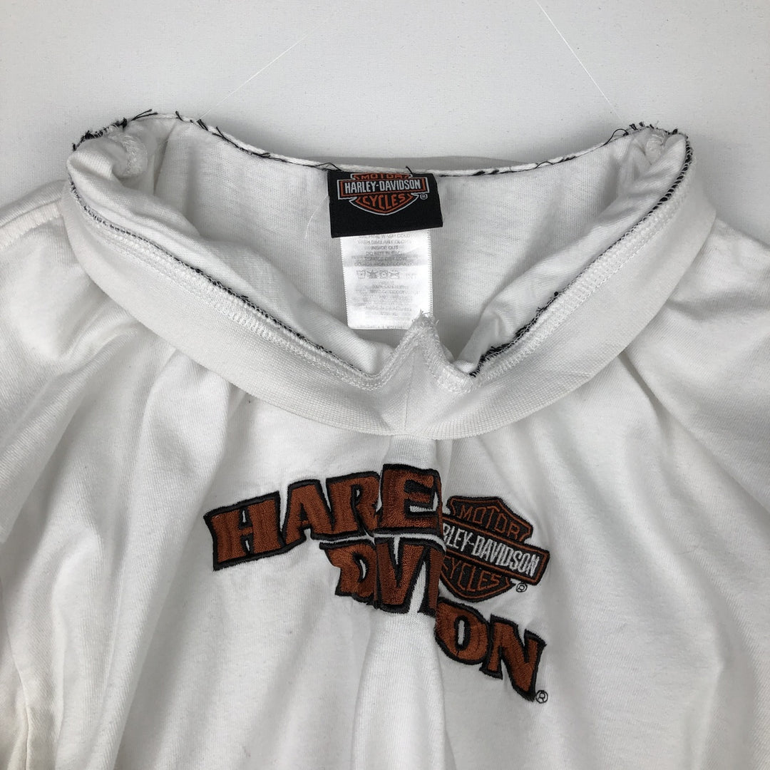 2000'S Harley-Davidson Motorcycle V-Neck Long-Sleeve T-Shirt (Men's XL equivalent) cotton white type Vintage Second Hand