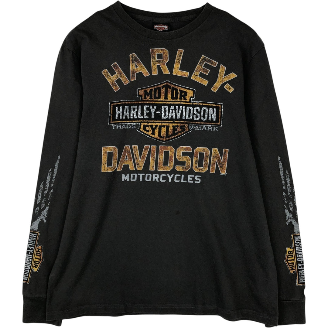 Harley-Davidson Skull Pattern Long T-shirt, Men's L size cotton Charcoal Vintage Second Hand