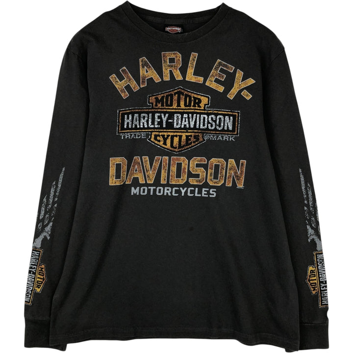 Harley-Davidson Skull Pattern Long T-shirt, Men's L size cotton Charcoal Vintage Second Hand